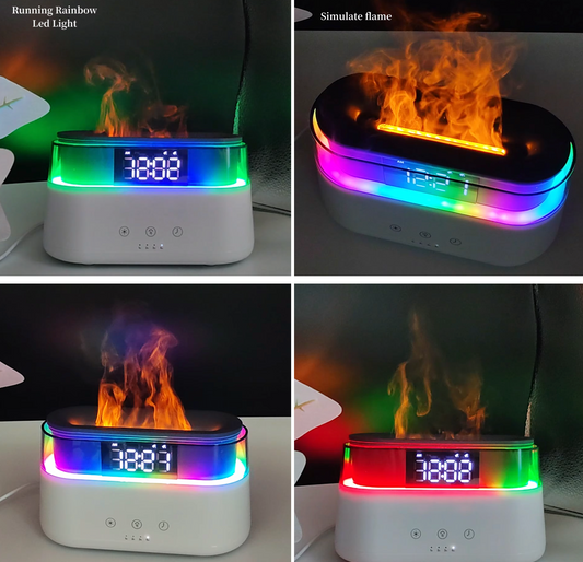 Humidifier with clock LED lights 180ml Running Rainbow Led Lamp with Free Essential Oil